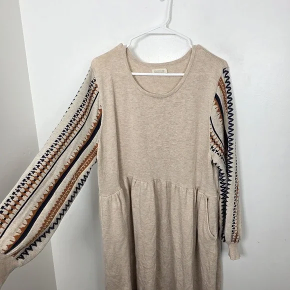Cozy Beige Knit Dress - Picture 2 of 8